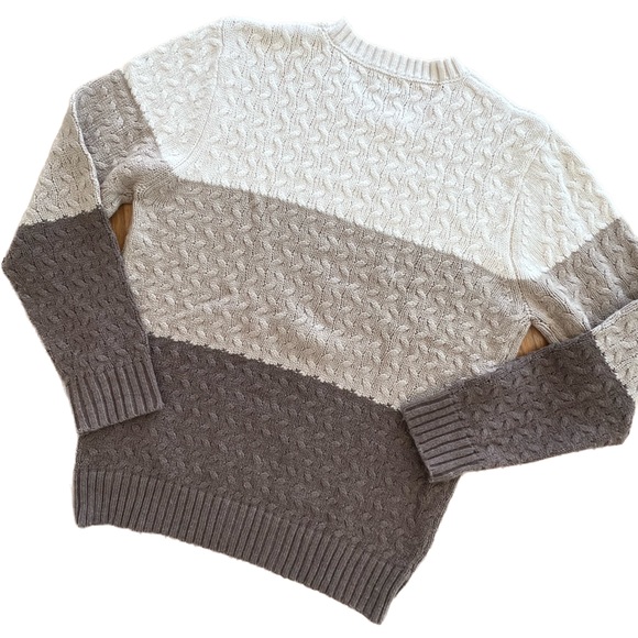Dan John Color Block Brown Cable Knit Sweater - Medium - Picture 5 of 5